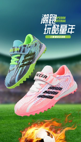 Unisex Çocuk Krampon Futbol Ayakkabısı (Karpuz Kırmızısı-2) - 8