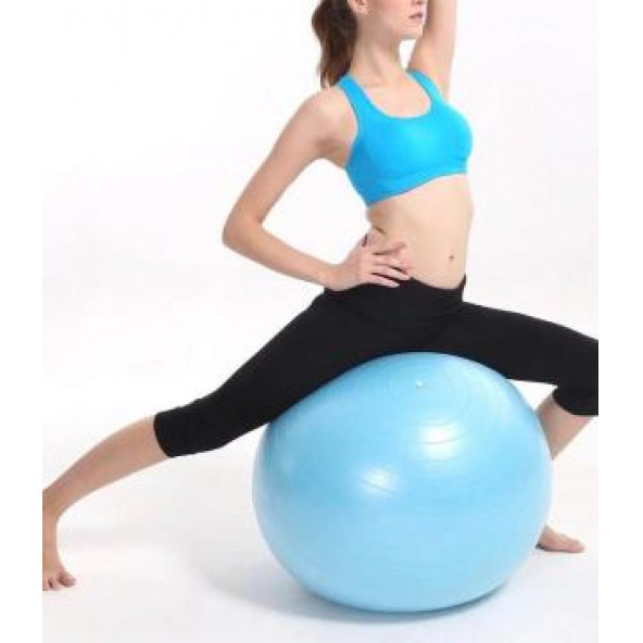 Pilates Topu 65 Cm Mavi -Top Şişirme Pompası