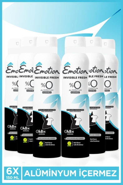 EMOTİON Invisible Fresh Black & White Kadın Deodorant 6x150ml