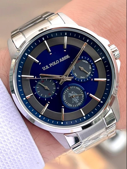 U.S.Polo Assn Çelik Kordon İç Fonksiyonları Aktif 5 Atm Suya Dayanıklı Erkek Kol Saati USPA.FS1000.03