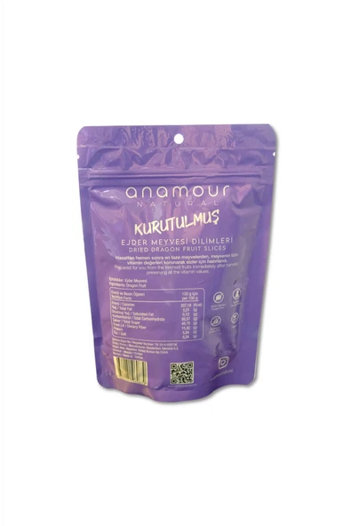ANAMOUR NATURAL Ejder Meyvesi Kurusu - Cips Meyve (Şeker İlavesiz) - 3'lü Paket Kuru Meyve 75g - 3