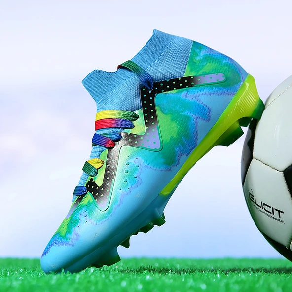 Unisex Desenli Krampon Futbol Ayakkabısı (Ay Işığı)