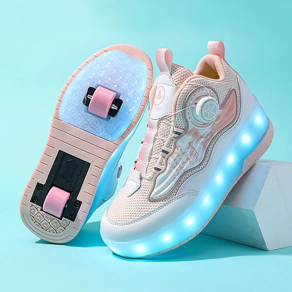 Unisex Çocuk Tekerlekli Spor Ayakkabı (Pembe)