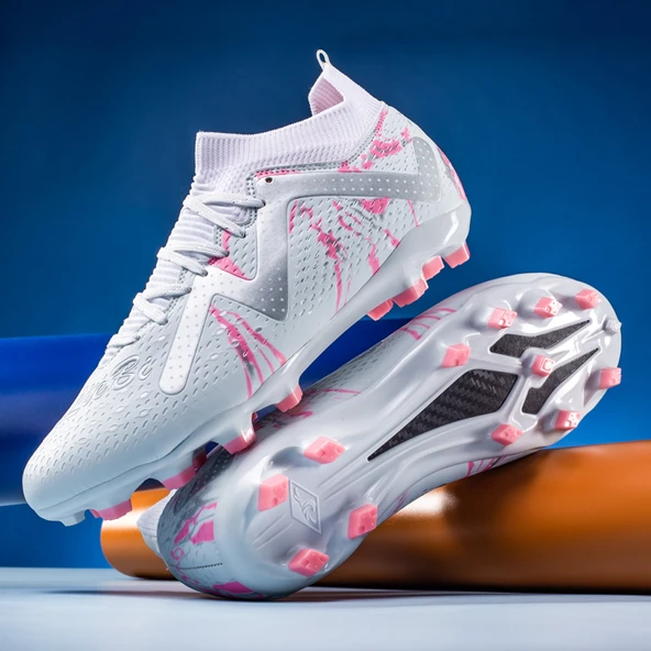 Unisex Yüksek Topuklu Krampon Futbol Ayakkabısı (Pembe)