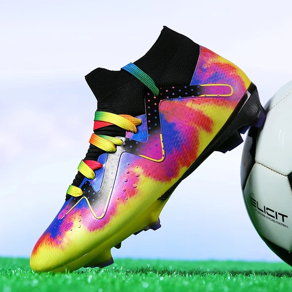 Unisex Desenli Krampon Futbol Ayakkabısı (Siyah)