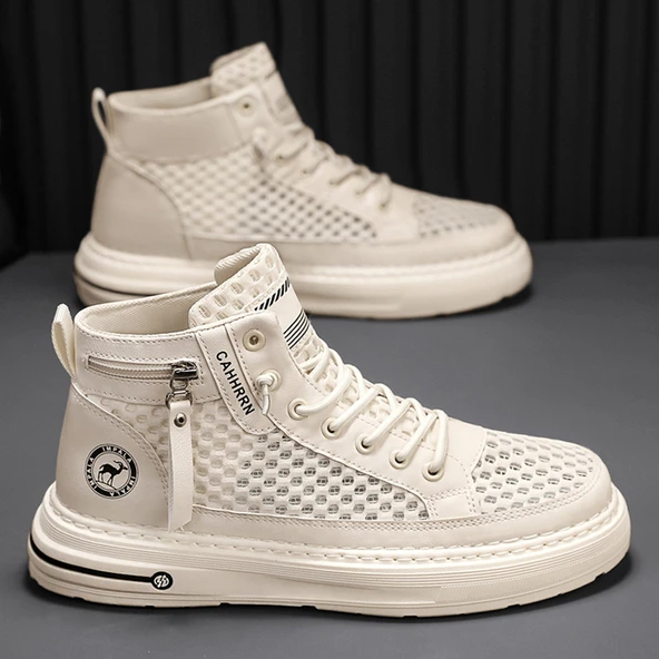 Erkek Yüksek Taban Spor Ayakkabı (Beyaz - Mavi) - Resim 6