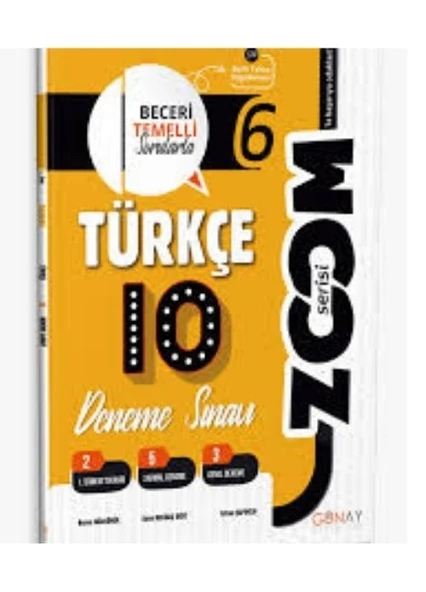 6. Sınıf Türkçe Zoom 10 lu Branş Denemeler Günay Yayınları