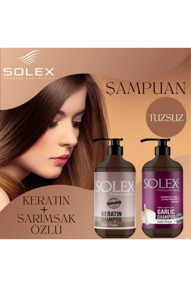 SOLEX Tuzsuz Professıonal Serıes Sarımsak (Garlic) + Keratin Özlü Şampuan 1.000 ml+1000 ML
