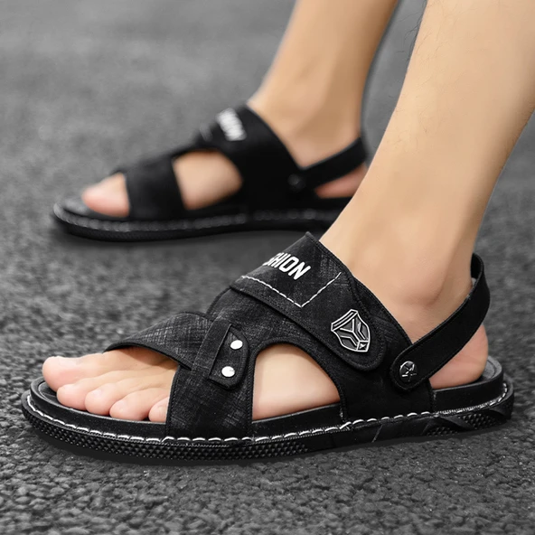 Erkek Yazlık Plaj Sandalet (Siyah-1)