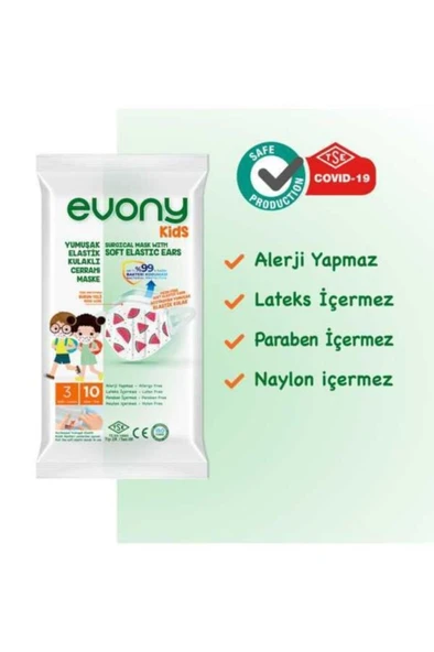 Kids Yumuşak Elastik Kulaklı Renkli Çocuk Maskesi - 6