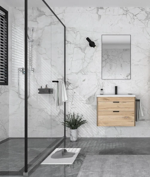 Orka Trio 65 cm MDF Çekmeceli Senza Asma Banyo Dolabı Alt Modül Lavabo - Resim 2