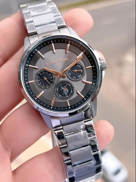 U.S.Polo Assn Çelik Kordon İç Fonksiyonları Aktif 5 Atm Suya Dayanıklı Erkek Kol Saati USPA.FS1000.4 - Resim 2