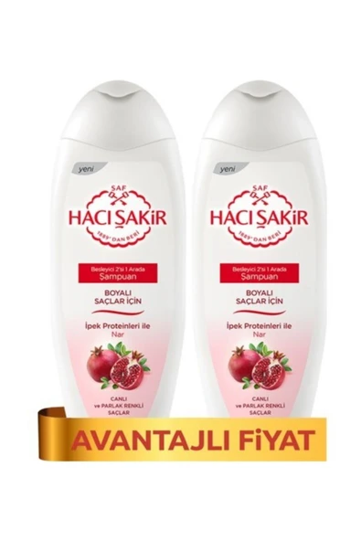 HACI ŞAKİR Şampuan Kremli Nar - Boyalı Saçlar 500 ml X 2