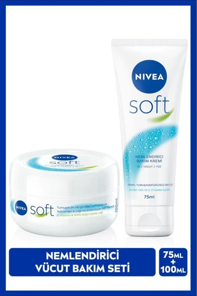 NİVEA Soft Nemlendirici Bakım Kremi 100ml Ve Soft Krem 75ml, El Yüz Vücut, E Vitamini, Yumuşak Cilt,jojoba