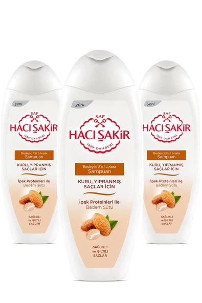 HACI ŞAKİR 2'si1 Arada Şampuan Badem Sütü 500 Ml 3'lü Paket