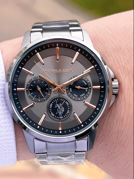 U.S.Polo Assn Çelik Kordon İç Fonksiyonları Aktif 5 Atm Suya Dayanıklı Erkek Kol Saati USPA.FS1000.4 - Resim 4