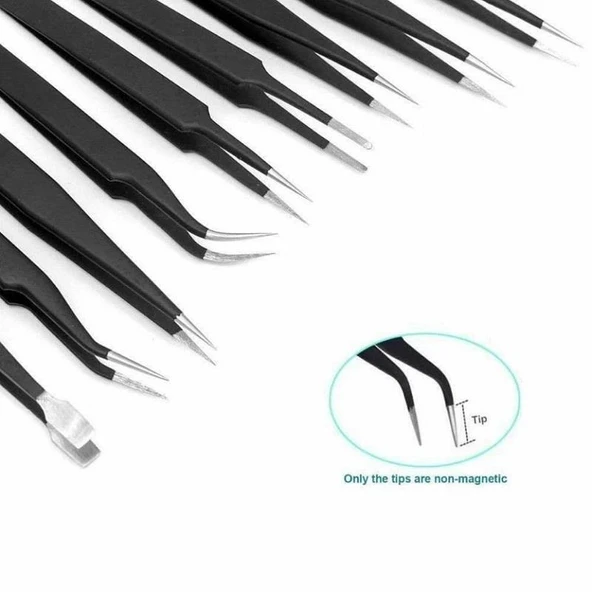 Antistatik Cımbız Seti 10 Parça Kumaş Çantalı - 5