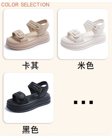 Kadın Yazlık Hafif Kalın Taban Sandalet (Bej) - Resim 11