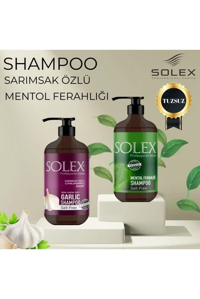 SOLEX Tuzsuz Professıonal Serıes Mentol Keratin+Garlic (Sarımsak) Özlü Şampuan 1.000 ml+1000 ML
