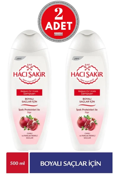 HACI ŞAKİR Şampuan Boyalı Saçlar Için Nar 500 Ml 2 Adet