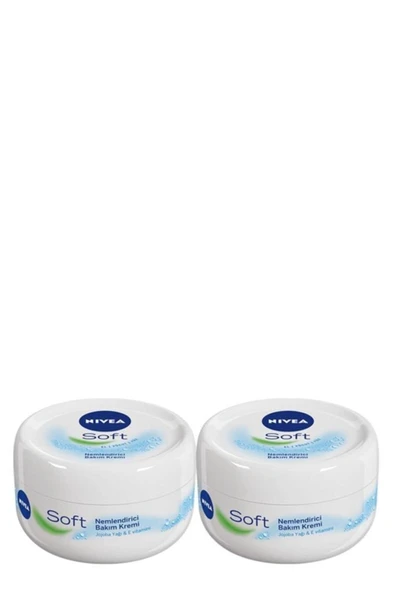 NİVEA Soft Nemlendirici Vücut Bakım Kremi 200ml, El Yüz Vücut, E Vitamini, Jojoba Yağı, X2 Adet