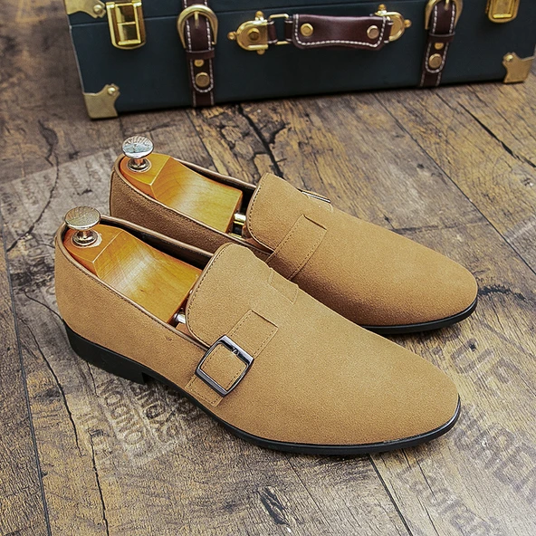 Erkek Süet Deri Loafer Ayakkabı (Siyah)