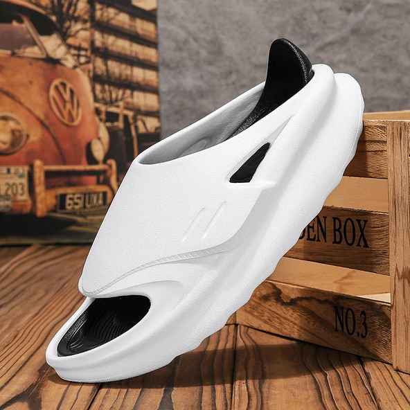 Unisex Yazlık Terlik Sandalet (Beyaz-3)