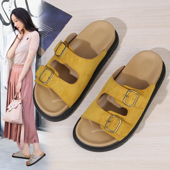 Kadın Yazlık Retro Platform Sandalet (Bej) - 3