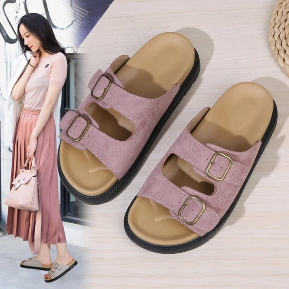 Kadın Yazlık Retro Platform Sandalet (Pembe)