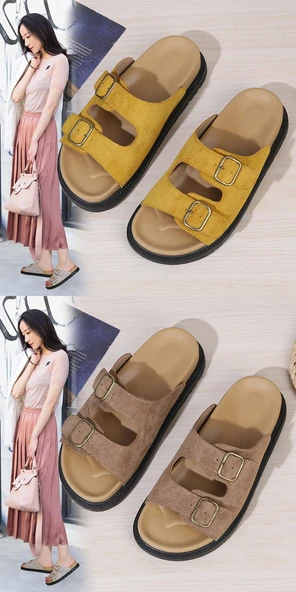 Kadın Yazlık Retro Platform Sandalet (Bej) - 7