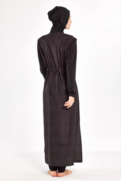 Adasea Kadın Uzun Tam Boy Tam Kapalı Tesettür Mayo 1308 Siyah - 3