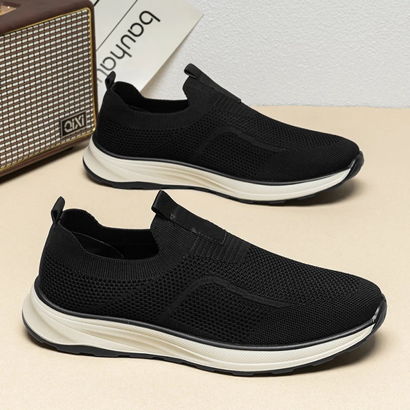 Erkek Günlük Örme Sneaker Ayakkabı (Siyah)
