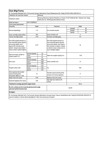 Samsung WW11DG6B25LEAH 11 Kg 1400 Devir Beyaz Çamaşır Makinesi - 3