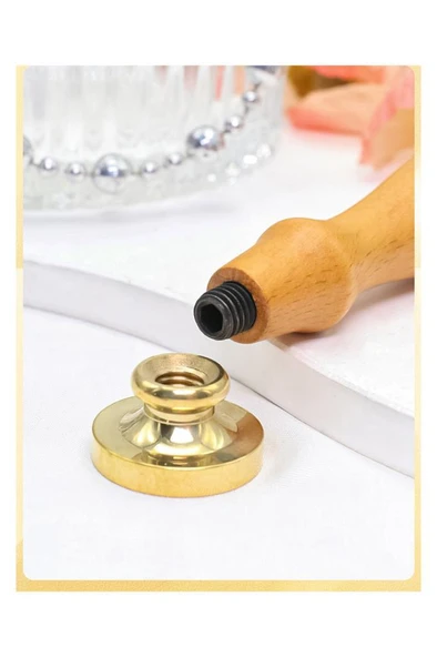 Ahşap Mum Mühür Sapı Cilalı Kayın Ağacı G15 Özel Tasarım M8 Dişli - 3