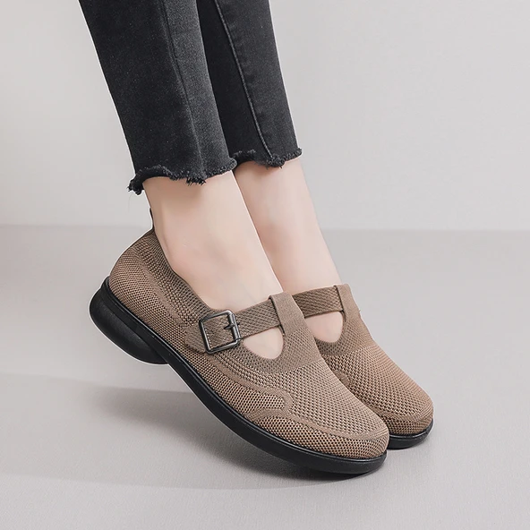 Kadın Örme Loafer Ayakkabı (Haki)
