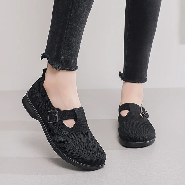 Kadın Örme Loafer Ayakkabı (Siyah)