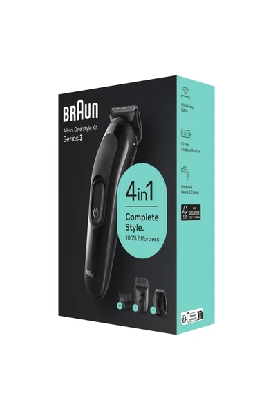 Braun Series 3 Sk3400 Hepsi Bir Arada Şekillendirme Seti, 4’ü 1 Arada Erkek Bakım Kiti