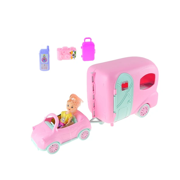 Oyuncak Karavan Cindy Bebek Arabası Karavanı Aksesuarları 6 Parça - 3