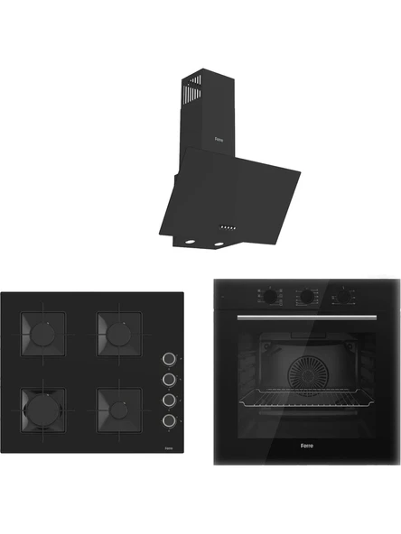 Ferre Siyah Ankastre XE61MPL-SS205-D086 Siyah 3'Lü Ankastre Set