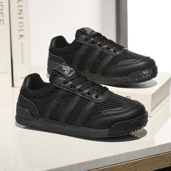 Unisex Çocuk Yazlık Fileli Spor Ayakkabı (Siyah)
