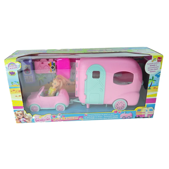 Oyuncak Karavan Cindy Bebek Arabası Karavanı Aksesuarları 6 Parça