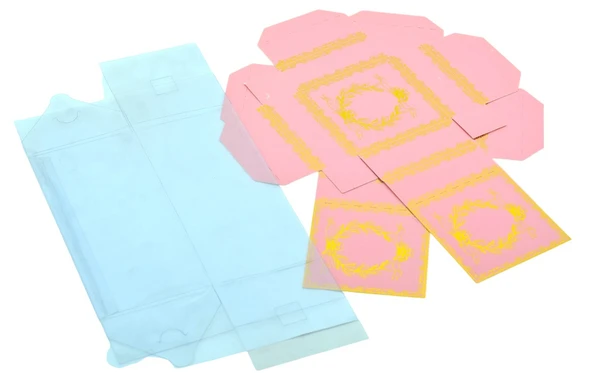 Hediyelik Alt Üst Karton Kapak Pembe Gold Varaklı Arası Asetat Kutu (8CMX8CMX16.5CM) - 3