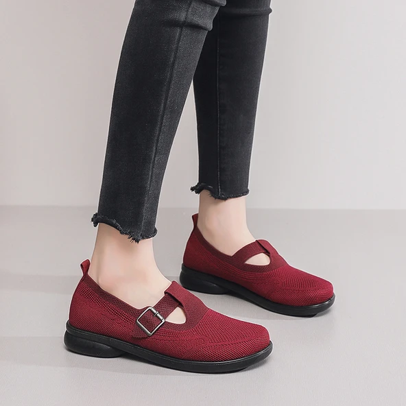 Kadın Örme Loafer Ayakkabı (Kırmızı)