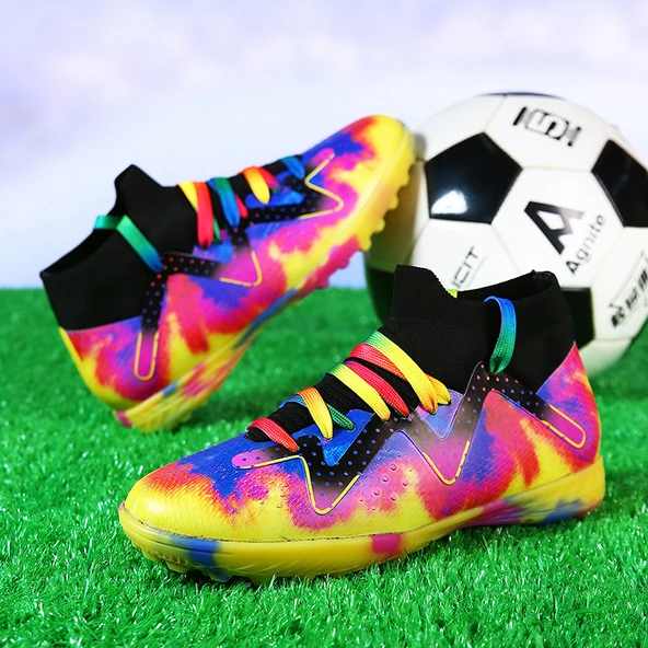 Unisex Graffiti Desenli Krampon Futbol Ayakkabısı (Siyah)