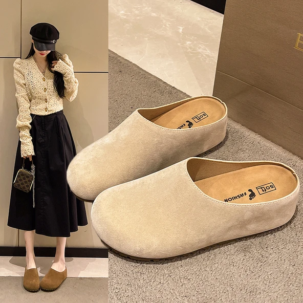 Kadın Platform Loafer Terlik (Bej)