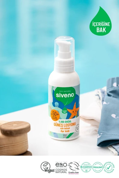 Siveno %100 Doğal Çocuk Güneş Losyonu- Leke Karşıtı Antioksidan Nemlendirici Bitkisel Vegan Uva Uvb 50spf - Resim 7