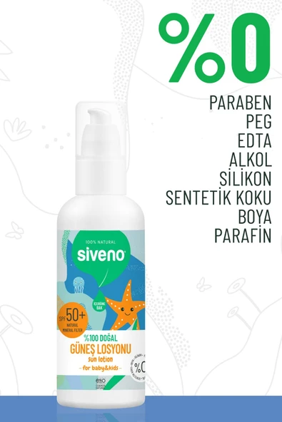 Siveno %100 Doğal Çocuk Güneş Losyonu- Leke Karşıtı Antioksidan Nemlendirici Bitkisel Vegan Uva Uvb 50spf - Resim 4