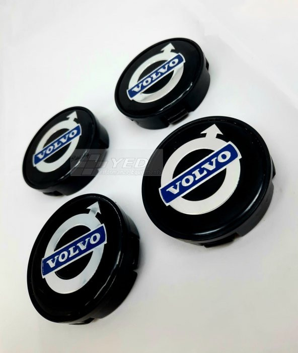 Jant Göbeği Volvo 58/55 (55mm Yuva) 4lü set Mavi Siyah Alüminyum