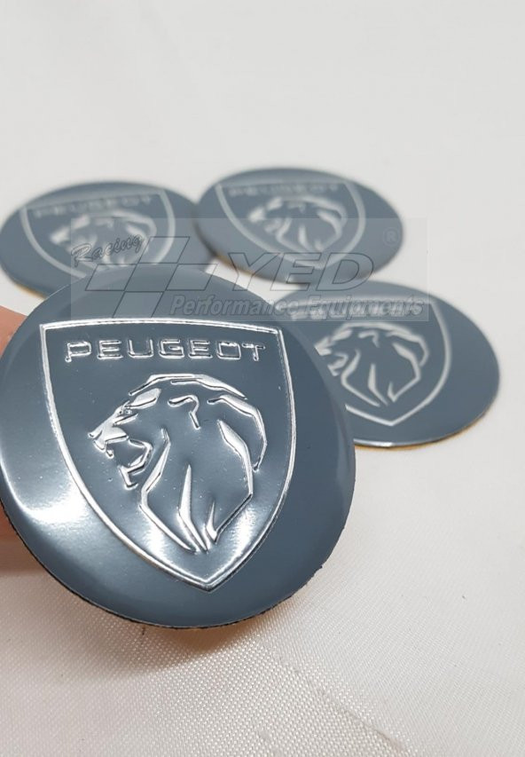 Peugeot Alüminyum Yapıştırma Jant Göbeği Gri Yeni Logo 4lü EBATLI
