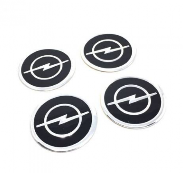 Jant Göbeği Arma Opel UYUMLU 55mm Alüminyum Yapıştırma 4lü set Siyah